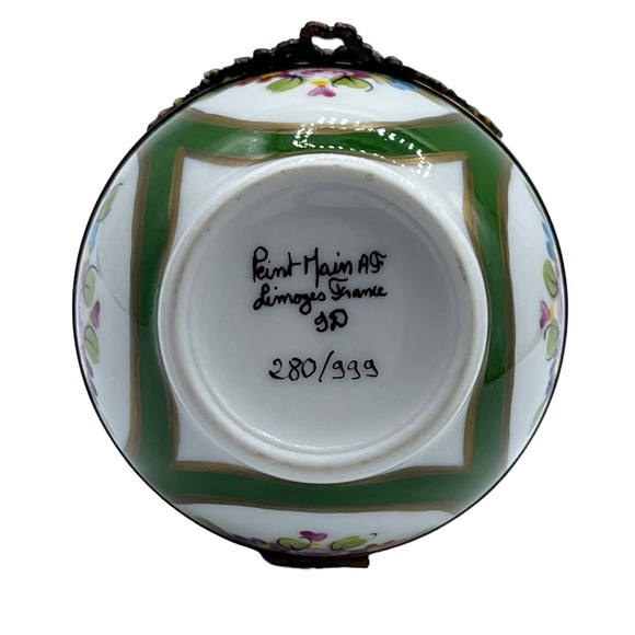 Vintage Limoges France Peint Main Large Easter Egg Flower Trinket Box Ltd Edt - Picture 10 of 10